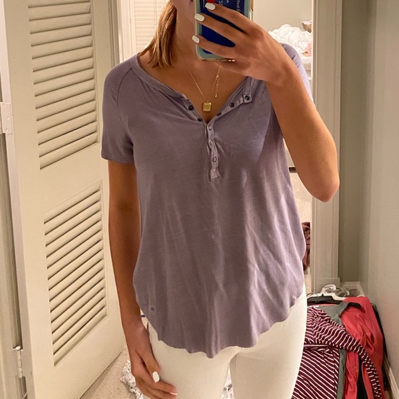 soft and sexy button grey tee - Picture 2 of 5